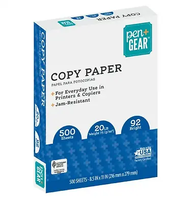 Pen+Gear Copy Paper 8.5  X 11  92 Bright White 20 Lb. 1 Ream (500 Sheets) • $7.90