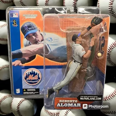 2002 MACFARLANE TOYS.  ROBERTO ALOMAR NEW YORK METS SERIES #3  MLB BASEBALL New  • $8.59