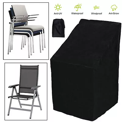 Garden Stackable Chair Cover Waterproof Outdoor Heavy Duty Strong Stacking Seat • £6.50