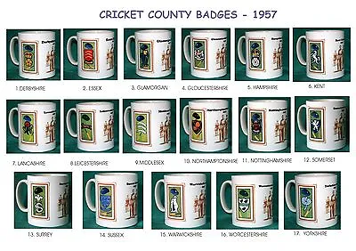 £7.99 • Buy Cricket 1957.english County Badges..mugs..17  Designs.new.bnib