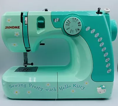 $79.95 • Buy Janome Hello Kitty Sewing Machine Sanrio Rare 11706 + Pedal & Cover -2005 Tested