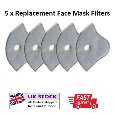£2.40 • Buy *5 X Activated Carbon Filters Replacement For Cycling*Face Mask*PM2.5 *UK*