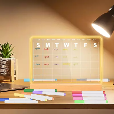 Acrylic Dry Erase Board With Light 11.8 X 7.8  Calendar Whiteboard With Stand F • $28.09