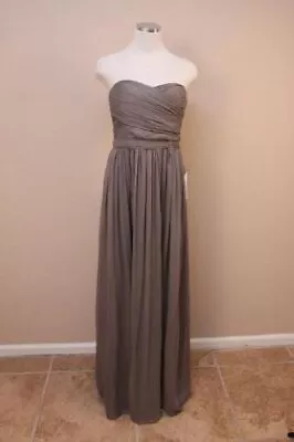 JCrew Silk Chiffon Arabelle Gown $350 0P Graphite Gray Bridesmaid Party Cocktail • $139