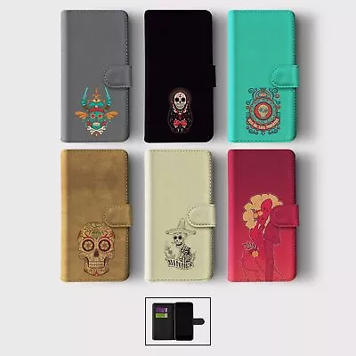 Case For Iphone 15 14 13 12 11 Se Wallet Flip Phone Cover Mexican Sugar Skull • £8.99