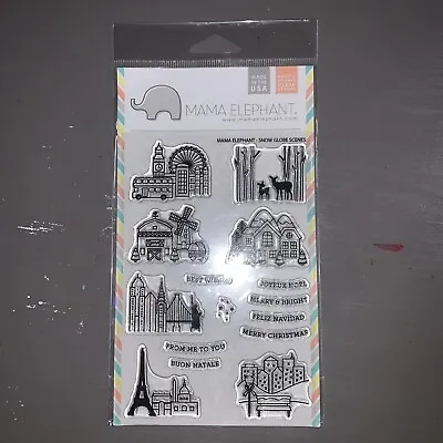 Mama Elephant Snow Globe Scenes  Clear Rubber Stamps Set • $16.99