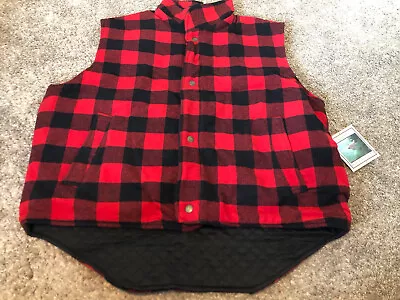 Claybrooke Outdoors Mens Buffalo Plaid Quilted Vest Sz Medium Red Black Wool NEW • $36.99