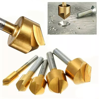 Durable 5PCS Chamfer Countersink Deburring Drill Bit HSS Cutting Metal Tools • £3.91