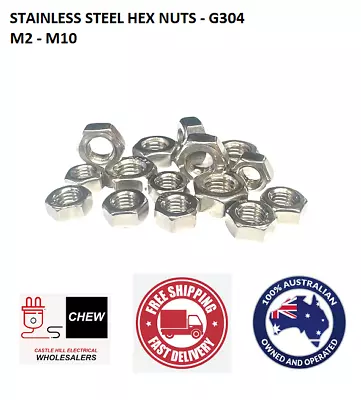 M2 M2.5 M3 M4 M5 M6 M8 M10 Hex Nut S Standard Coarse Stainless Steel G304 • $2.50