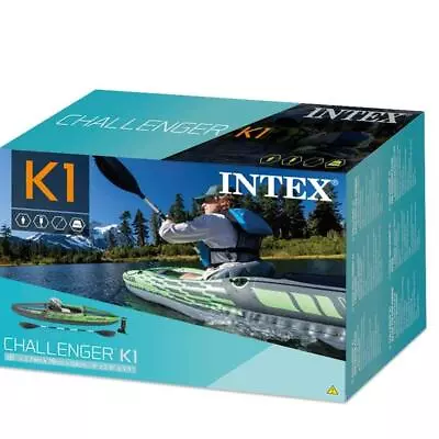 Intex Sports Challenger K1 Inflatable Kayak 1 Seat Floating Boat Oars River • $258