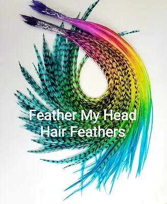 Feather Hair Extension Kit (6) Long Multi Colored Feathers - Butterfly Kisses • $15