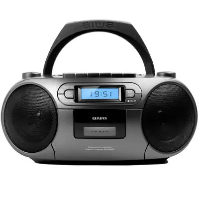 £74.34 • Buy Aiwa BBTC-550MG GRAY CD Player Radio Cassette BT USB Boombox MP3 Player