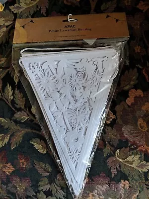 £5 • Buy Paper Bunting White Laser Cut Flower & Butterfly Design