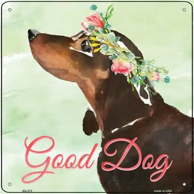 Dachshund Metal Flower Sign - 12  X 12  Black • $19.99