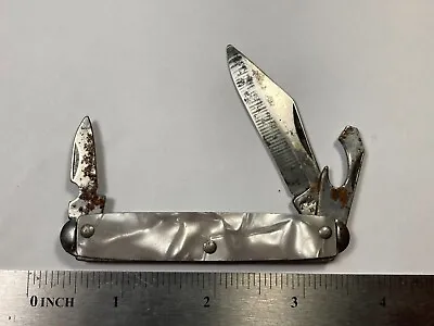 Vintage The Ideal Cracked Ice Handle 3 Blade Pocket Knife • $10