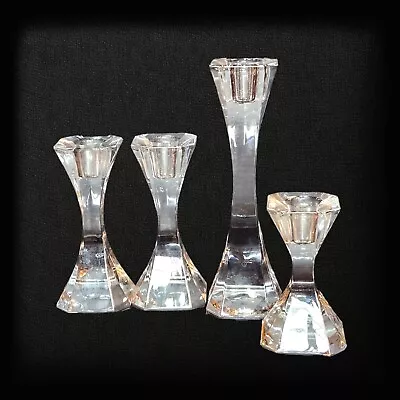 Lot Of 4 Villeroy & Boch Crystal Candlestick Holders Glass For Taper Candles • $30