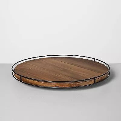 18  Wooden Lazy Susan With Metal Trim Brown/Black - Hearth & Hand With Magnolia • $26.99