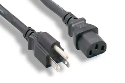 15FT Universal 3 Prong AC Power Cord Cable Black 18AWG Computer Monitor UL CE • $6.95