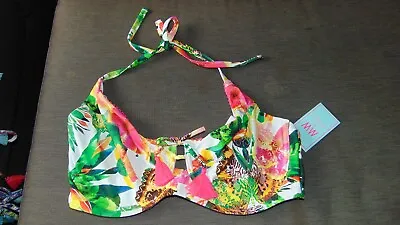 Matthew Williamson Bikini Top Assam Butterfly U/W NonPadded Halter 34B MultiBNWT • £14.39