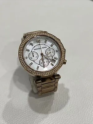 Michael Kors MK5491 Chronograph Rose Gold Mother Of Pearls Dial Watch 39mm • $29.99