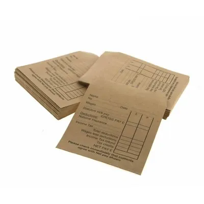 50 100 200 250 Wage Envelopes Cash Earnings Packet Self Seal Pay Printed Money • £1.99