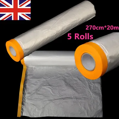 MASKING COVER ROLLS Pre Taped 20m Drop Poly Film CAR Spray PAINTING Decor • £15.99