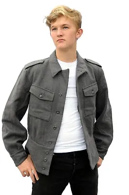 £19.95 • Buy Finnish Military Army Surplus Grey Wool Jacket Ike Style Mens Festival Coat