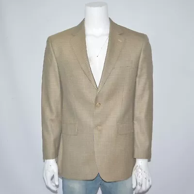 RALPH LAUREN Silk Wool Tan Houndstooth Two Button Sport Coat 40R • $36.75