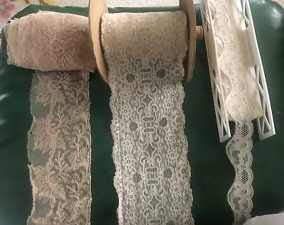 Antique & Vintage Lace Lot Trim Crocheted Pieces Yards & Yards • $499