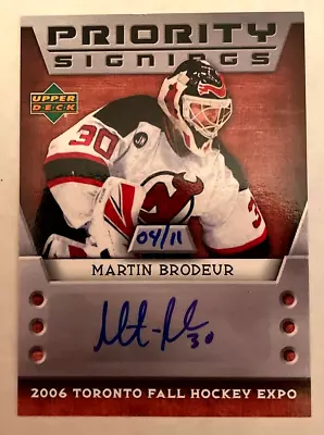 2006-07 Martin Brodeur UD Priority Signings 2006 Toronto Fall Expos Auto 4/11 • $300