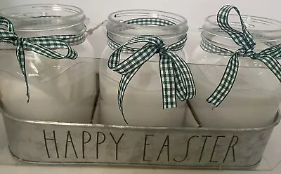 Rae Dunn 3 Pack Mason Jar Flameless Candle Set Happy Easter • $23