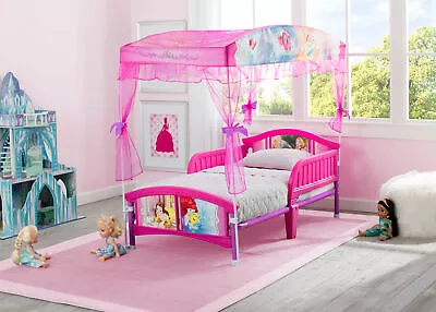 Disney Princess Toddler Plastic Canopy Bed Pink Bedroom Furniture For Children • $121.92