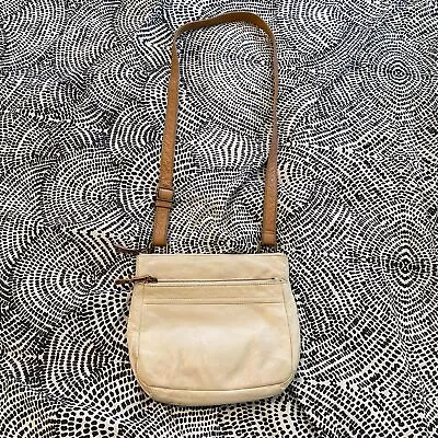 Margot Cream Leather Neutral Crossbody Bag • $45