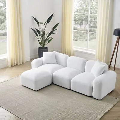 Modern Teddy Fabric L-Shape Convertible Sectional Sofa Couch For Living Room • $999.99