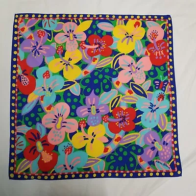 Ken Done Multicolor Floral Print Polyester Women's Square 24x24 Fashion Scarf • £12.50