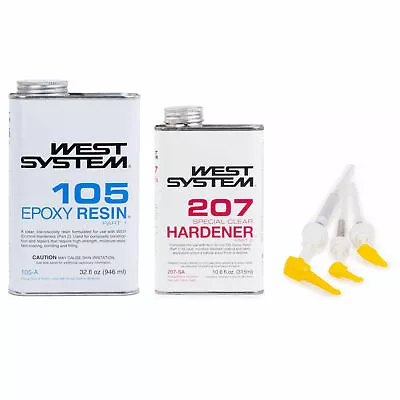 $124.89 • Buy West System 105A Epoxy Resin 207 Special Clear Epoxy Hardener 300 Mini Pumps Kit