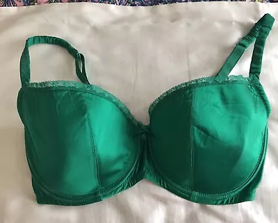 La Senza Emerald Green Satin Underwired Bra 36F • £5.95