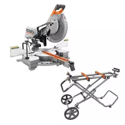 Ridgid Sliding Miter Saw 15-Amp 12  Positive Stops Corded W/ Miter Saw Stand • $686.23