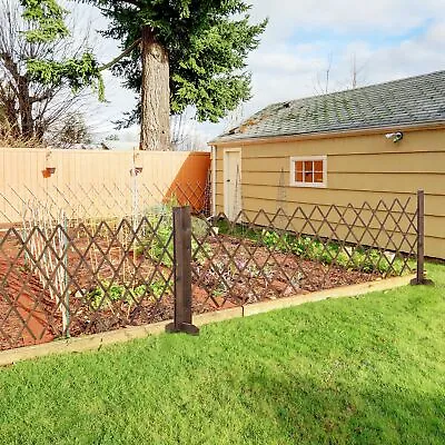 Expanding Garden Fencing Freestanding Wooden Movable Fence Trellis Dark Brown • £32.99