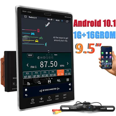 Car Stereo Radio Android 10.1 GPS 2 Din 9.5  Vertical Touch Screen MP5 + Camera • $210.98