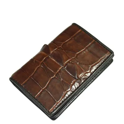 Brown Genuine Crocodile Alligator Skin Leather Men's Credit Card Holder Wallet • $45