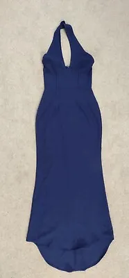Womens Pretty Little Thing Navy Maxi Corset Front Dress Size Uk8 • £9