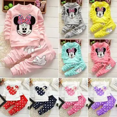 Kids Baby Girls Tracksuit Minnie Mouse Sweatshirt Tops Pants Outfits Clothes UK♧ • £8.19