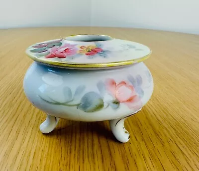 Antique Vintage Hair Receiver Hand-painted FLOWERS - Flower Holder • $8.34