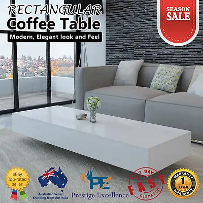 $197.67 • Buy White Rectangular Coffee Table High Gloss Wood Modern Home Living Room Furniture