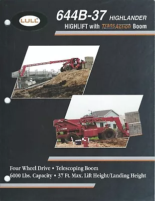 Fork Lift Truck Data Sheet - Lull - 644B-37 - Highlander - C1996 Brochure(LT504) • $10.16