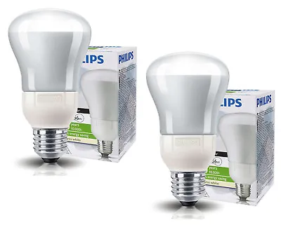 2 X Philips 20W R80 Reflector Light Bulbs E27 Energy Saving Downlighter £5.99 • £5.99