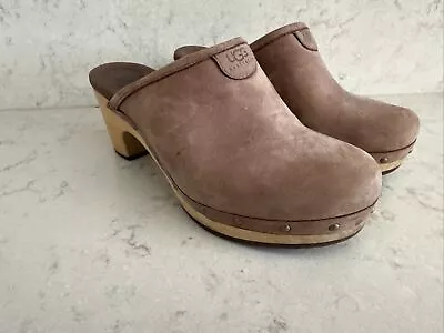 UGG Abbie Clogs Womens 6 Brown Suede Slip On 5772 • $28