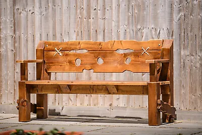 £449 • Buy Wooden Garden Bench - Handmade Rustic Bench -  Solid Wood Chuncky Bench