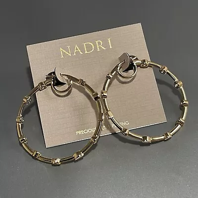 Nadri 18k Gold Plated Daylight Cz Hoop Earrings • $98